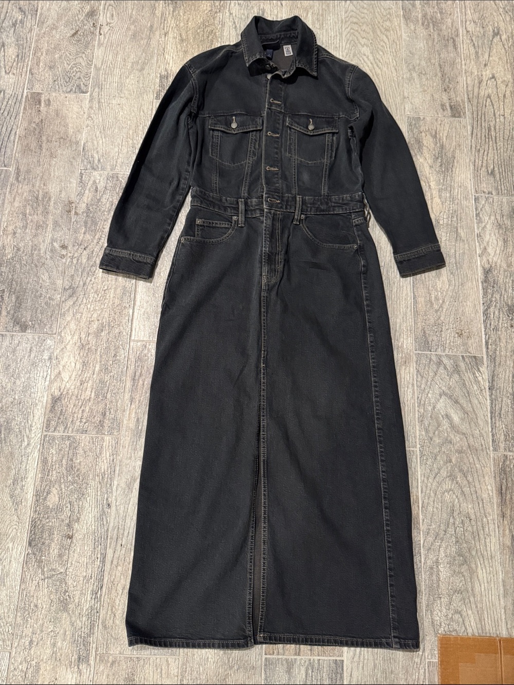 Universal Thread Black Long Sleeve Denim Maxi Dress